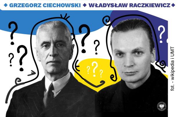 Grafika przedstawiająca Władysława Raczkiewicza i Grzegorza Ciechowskiego